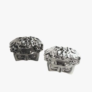 David Skulptur Kopf Ring - Verstellbarer Statement Ring in Hell oder Antik Silber | Einzigartiger, von Michelangelo inspirierter Schmuck