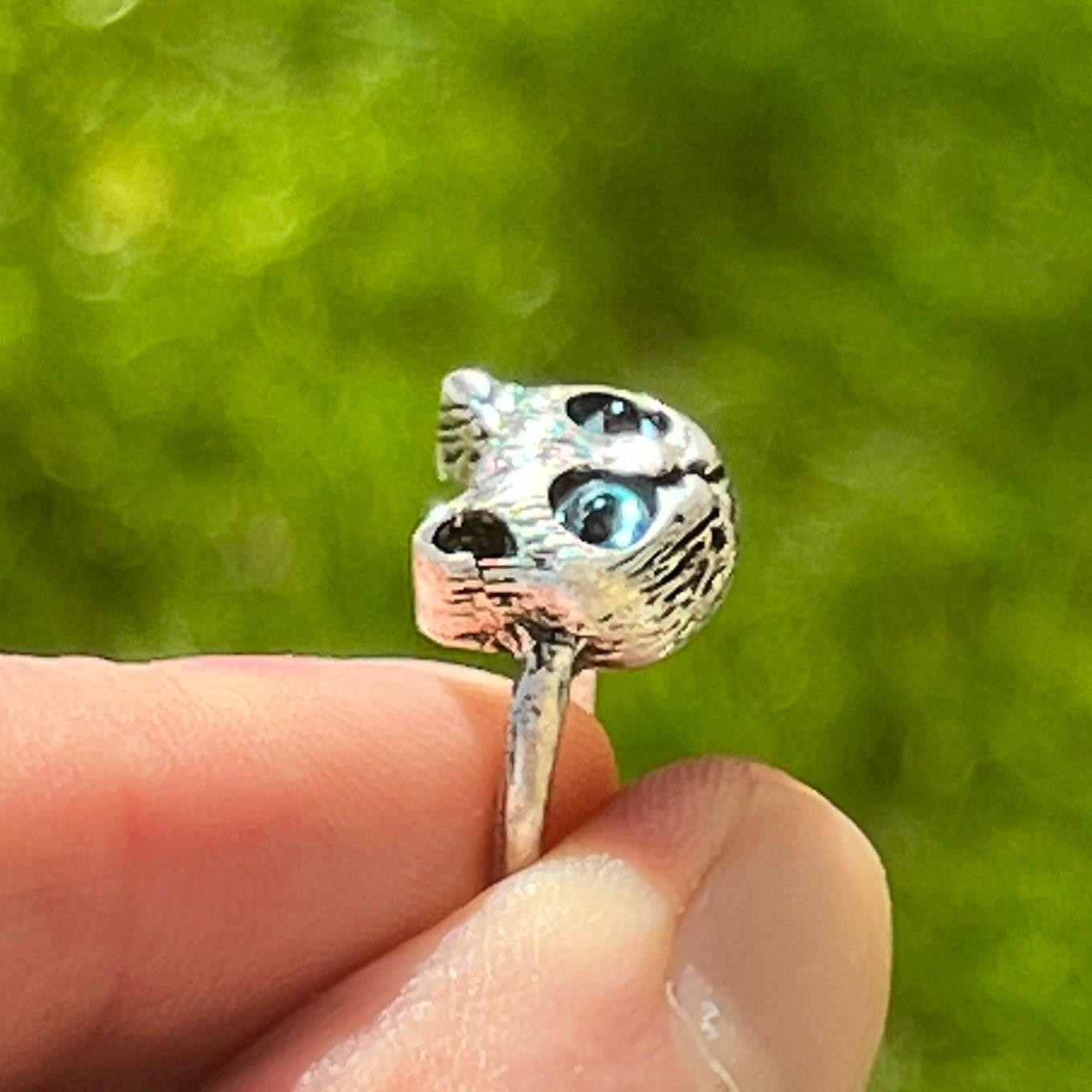 Blue Zircon Cat Ring - Etsy