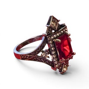 Gothic Red Crystal Statement Ring