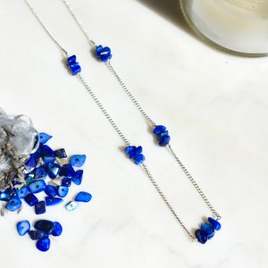 Sodalite Sterling Silver Necklace, Sterling Silver Necklace, Dainty Necklace, Gemstone Necklace, Sodalite Gemstone Necklace