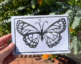 Original Butterfly Linocut Print