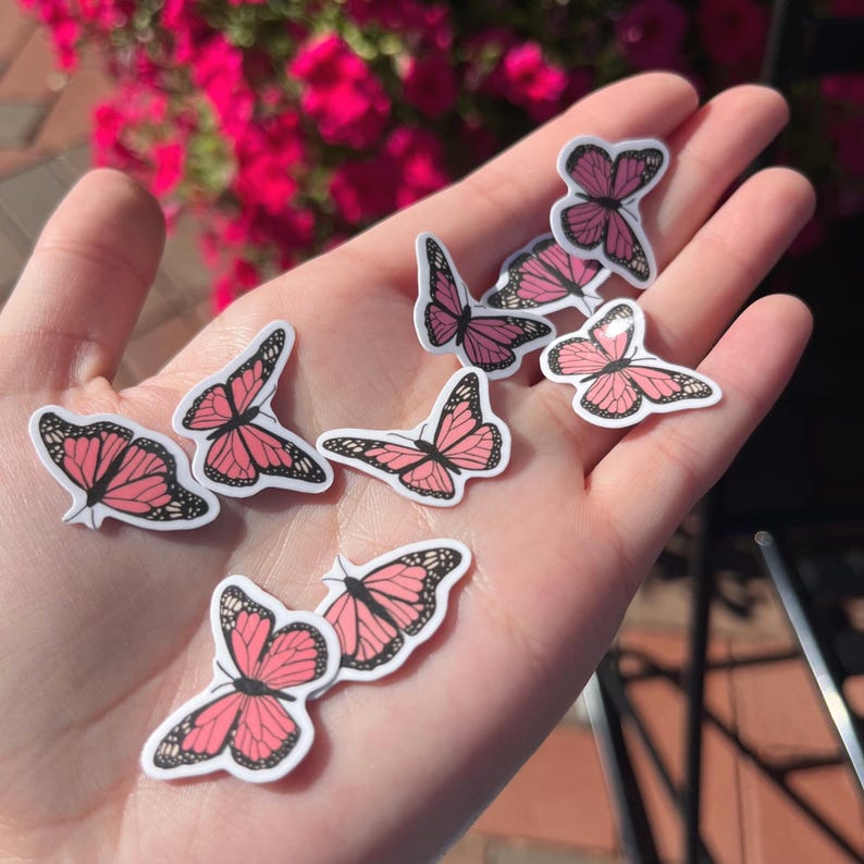 Pink Mini Butterflies 9 PC Sticker Pack - Etsy