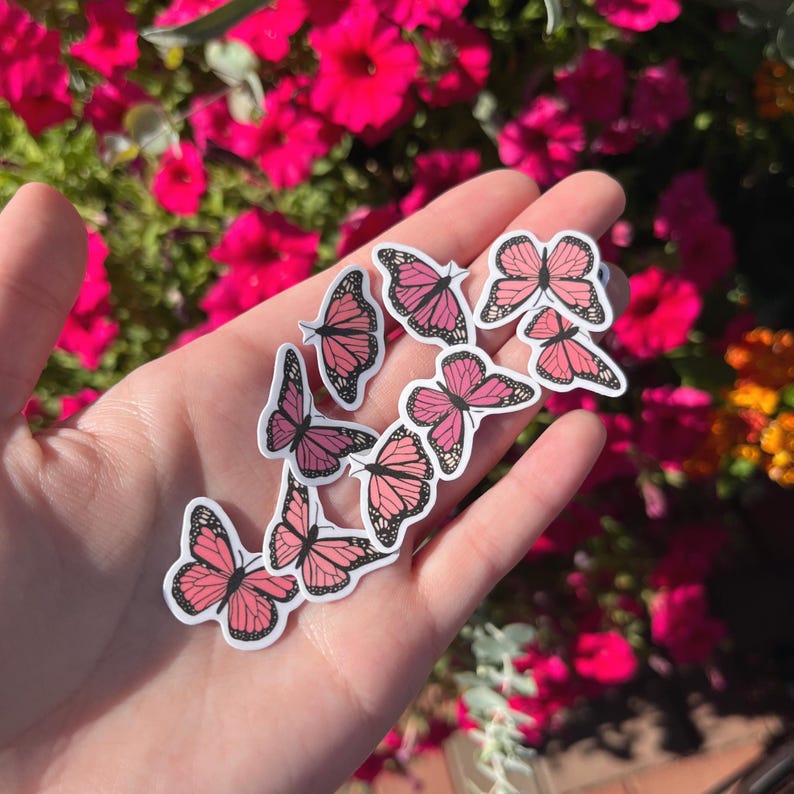 Pink Mini Butterflies 9 PC Sticker Pack - Etsy