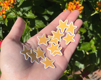 Mini Yellow Star Sticker Pack 12 PC | Aesthetic Stickers for Journals, Scrapbooking, Laptops, Kindle