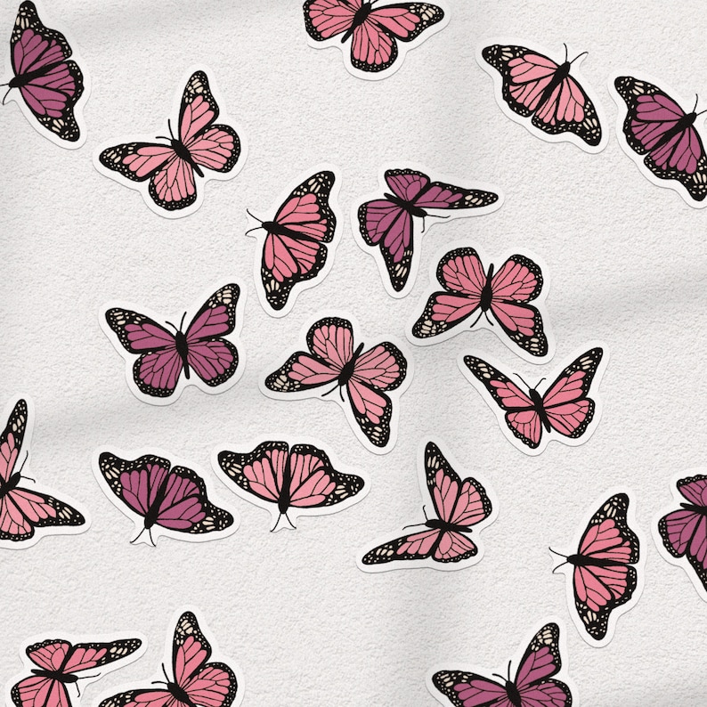 Pink Mini Butterflies 9 PC Sticker Pack - Etsy