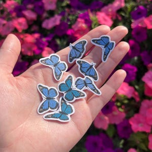 Paquete de 9 pegatinas de minimariposas azules: pegatinas estéticas para diarios, álbumes de recortes, portátiles y Kindle.