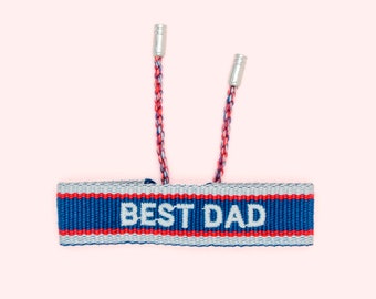 Best Dad • Bracelet tissé Bleu & Rouge