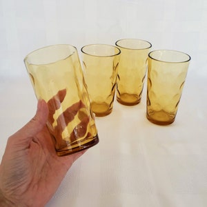 vintage deep amber Swedish tall drinking glasses