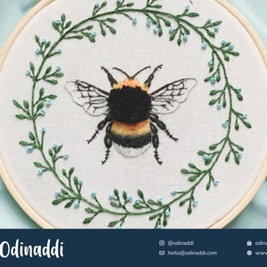 Fuzzy Bee Hand Embroidery Needle Painting, Thread Painting, Instant Download Step by Step PDF Pattern, Suitable for Beginners image 3