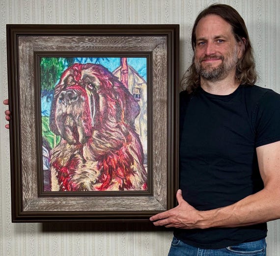 Cujo - Original Artwork in Hand-Painted Frame - Horror, 80s