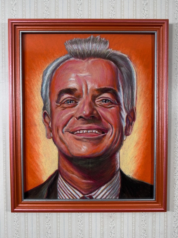 Original Artwork with Hand-Painted Frame - Leland Palmer - Twin Peaks, Ray Wise, Oil Pastel, David Lynch, Nostalgic, Laura Palmer
