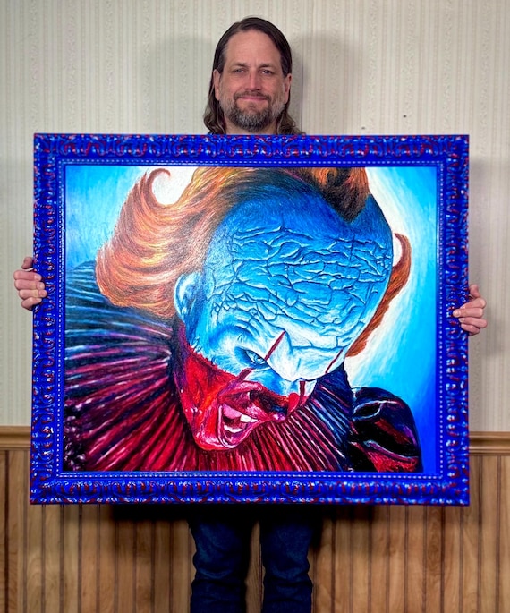 Pennywise - Original Artwork in Hand-Painted Frame - It, Welcome to Derry, Stephen King, Horror