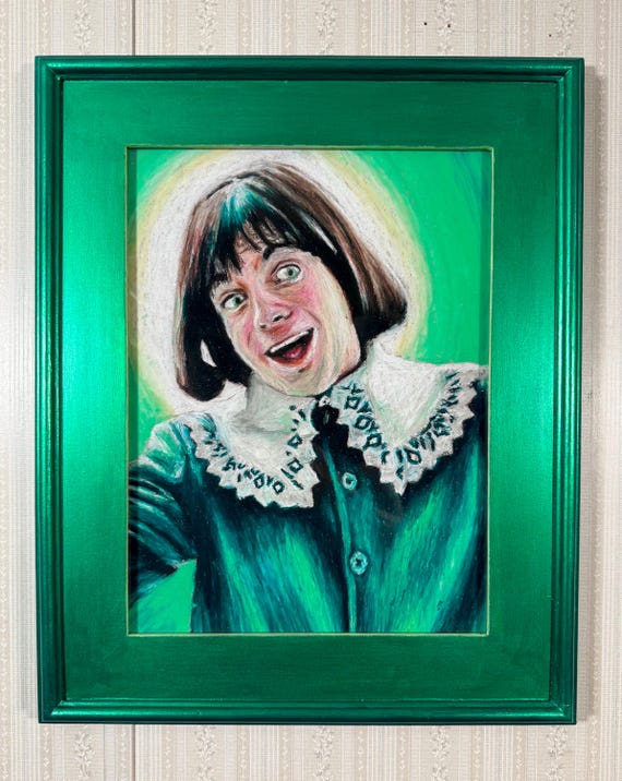 Original Artwork in Hand-Painted Frame - Little Lad - Oil Pastel, Berries and Cream, Pop Art