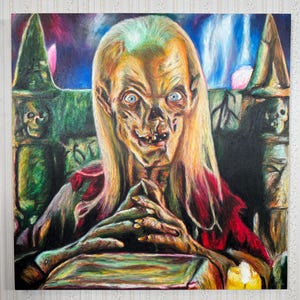 The Crypt Keeper, Original Artwork on Wood Panel - Oil Pastel, Tales from the Crypt, Nostalgic, Horror