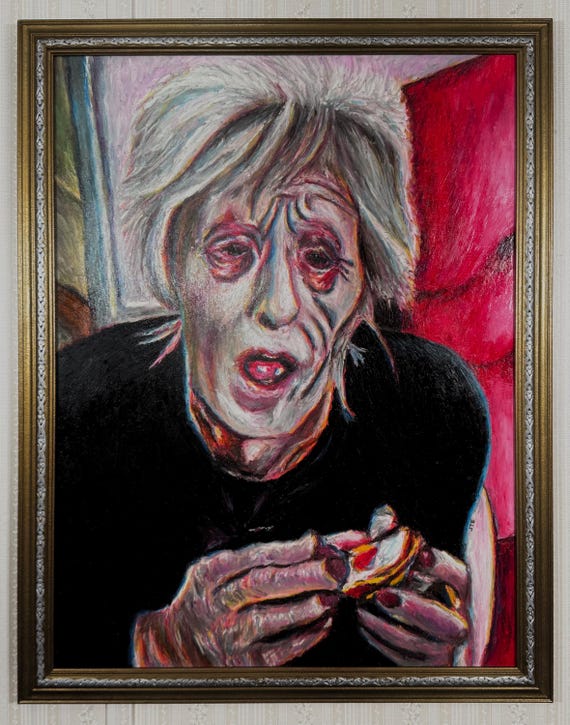 Original Artwork in Hand-Painted Frame - Mrs. Kersh - IT, Horror, Pennywise