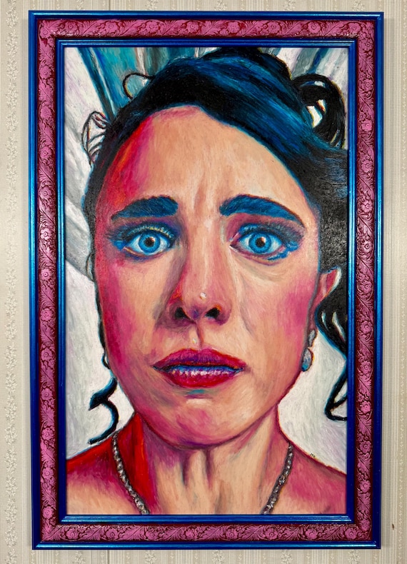 Original Artwork in Hand-Painted Frame - Sue - The Substance, Margaret Qualley, Horror, Glamour