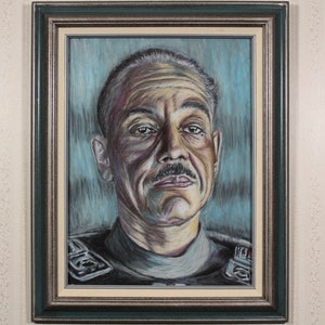 Arte original enmarcado - Moff Gideon - Pastel al óleo, Retrato de terror, Star Wars, Empire, Mandalorian