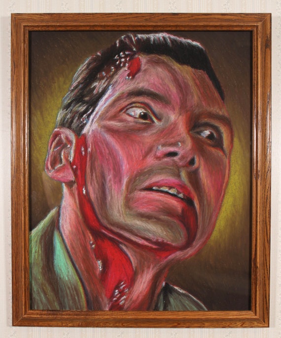 Framed Original Artwork - Man/Father - The People Under the Stairs, Wes Craven, Everett McGill, Horror, Oil Pastel