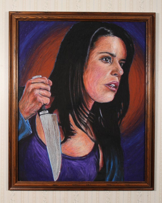 Framed Original Artwork - Sidney Prescott - Scream, Neve Campbell, Horror, 90s, Nostalgic, Scary, Ghostface