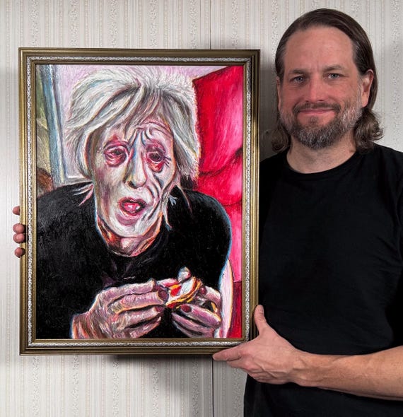 Mrs. Kersh - Original Artwork in Hand-Painted Frame - IT, Horror, Pennywise