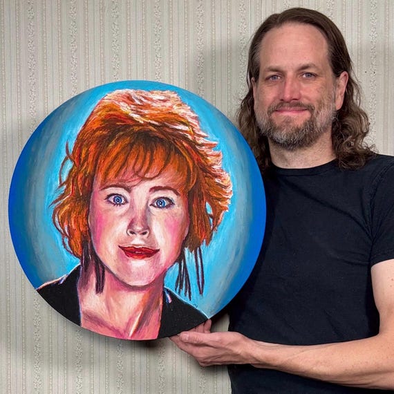 Delia Deetz - Original Artwork on Wood Panel - Oil Pastel, Beetlejuice, Catherine O’Hara