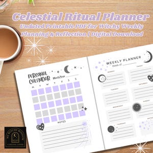 Digital Celestial Ritual Planner | Undated Printable PDF for Witchy Weekly Planning & Reflection | My Witchy Window