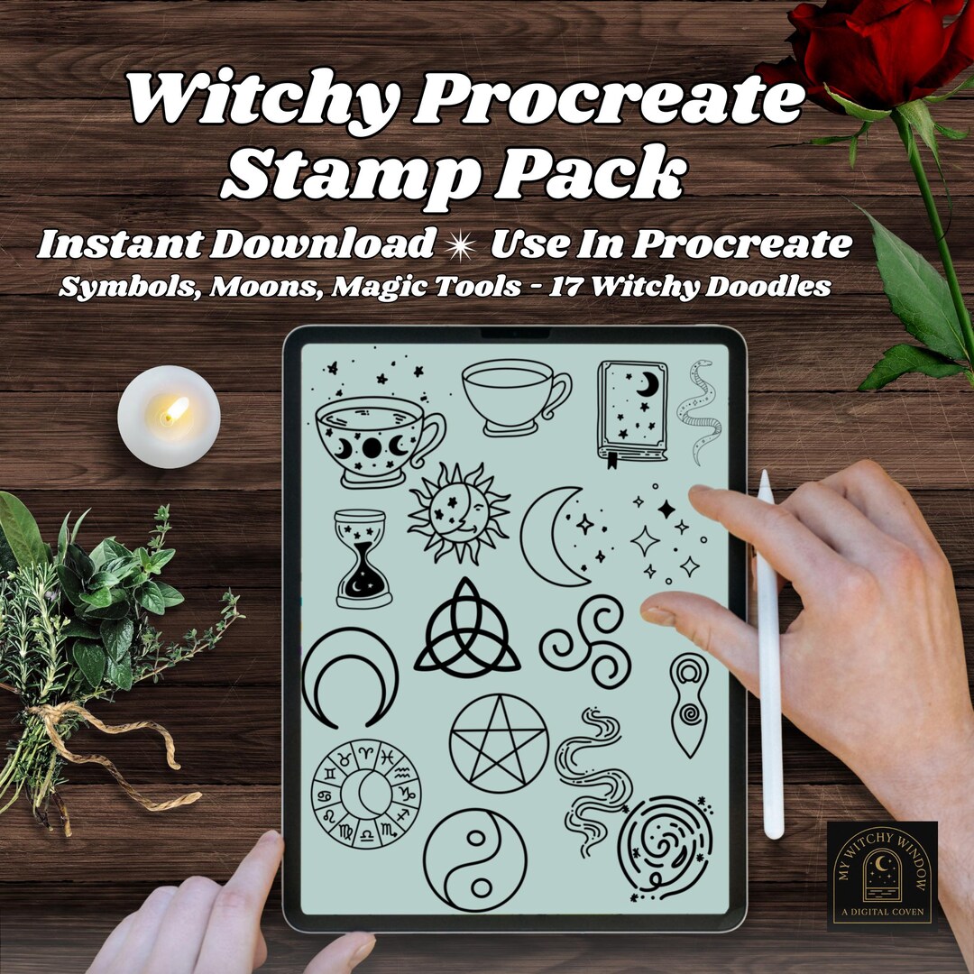 Stamps Ritual Calling Engineer Witchy Procreate Stamps | Digital Stamp Set With 17 Brushes – Moons ...