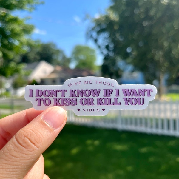 Give Me Those Idk If I Want To Kiss Or Kill You Vibes Transparent Sticker | Bookish Enemies To Lovers Trope Romance Weatherproof/Waterproof