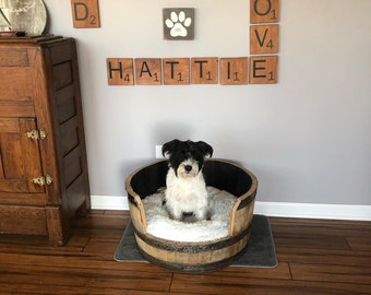 Whiskey Barrel Dog Bed