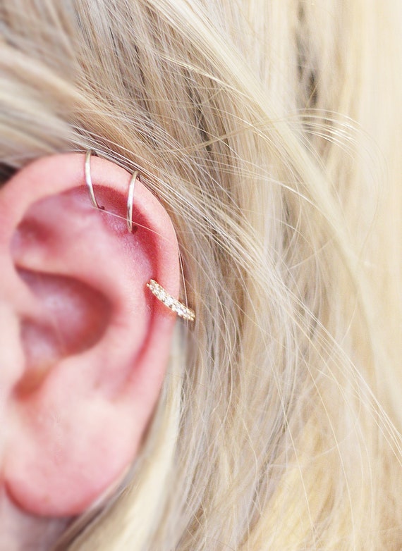 Chrystal Cartilage Earring Hoop helix Hoop Rose Gold Clicker Hoop