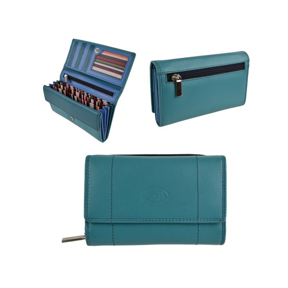 Real Leather Women s Purse Wallet RFID Blocking 8 Card Slots Large Matinee Purse Ladies Wallet Beautiful Gift Colour Blue Etsy Ireland