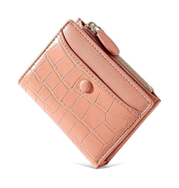 Small Leather Wallet for Women Girls Credit Card Holder Purse Pink