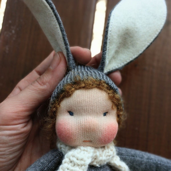 Small Waldorf-inspired doll for toddlers - Baby bunny doll