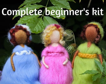 Fairy needle felting kit - Needle felting kit beginners - Needle felted fairy tutorial