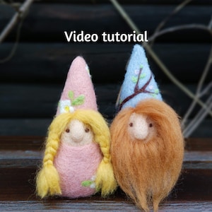 Spring gnomes needle felting tutorial - Needle felting tutorial for beginners - Needle felted gnomes PDF tutorial