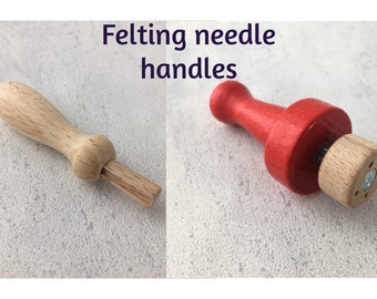 Felting needle holder - Wooden needle handle - Needle felting punch