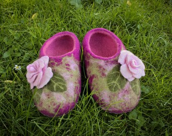 Wool slippers for women - Felted house slippers - Warm slippers for mom