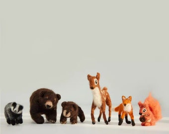 Animals needle felting kit - Needle felting kit beginners - Needle felted woodland animals tutorial