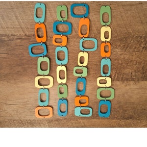 Mid Century Modern Wall Art Hanging Geometric Chain Accessory Garland Mod Decor MCM Style Retro Colors