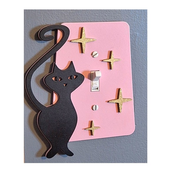 Vintage Mid-century Modern Atomic Cat Light Switch Wall Plate Retro Switch Cover MCM Wall Décor