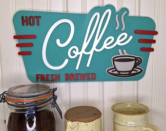 Mid Century Modern Retro Diner Coffee Shop Sign Mid-Century Modern Retro Handcrafted Wall Art MCM