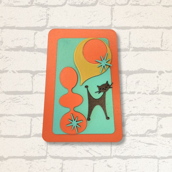 Vintage Inspired Accent Geometric Retro Sign for Mid Century Modern Wall Decor