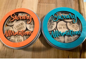 Sweary affirmation & Inspirational Quotes Inappropriate Yet Motivational affirmations for Your Sassiest Friend - 22 discs with Tin Included