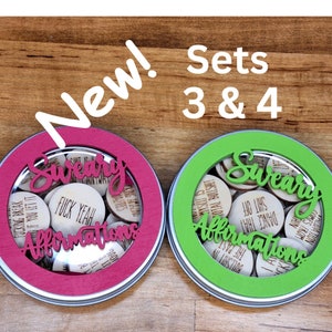 Sweary affirmation & Inspirational Quotes Inappropriate Yet Motivational affirmations for Your Sassiest Friend - 22 discs with Tin Included