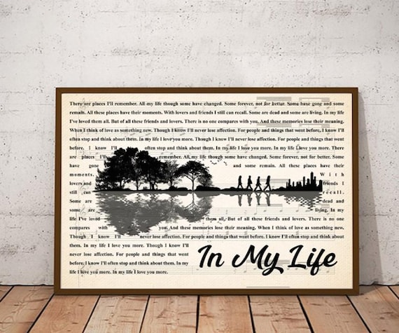 Song Lyrics Music Poster and Canvas, 'in My Life' Lyrics Poster
