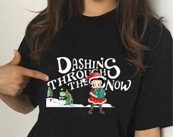 Dashing Through The Snow Cute Santa  Betty Boop Funny Unisex T Shirt, Youth And Toddler  T Shirt, Best Gift For Christmas, For Anniversaries