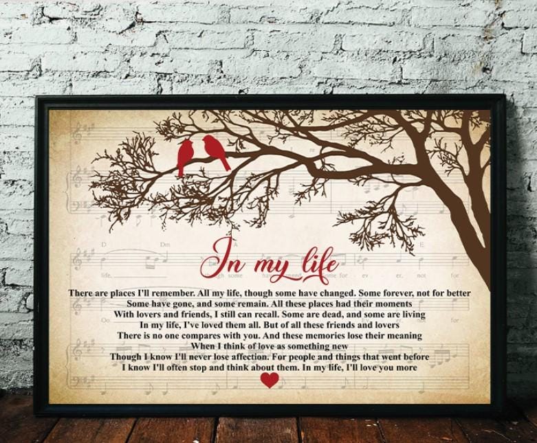 In My Life Lyrics Poster & Canvas, Version 2, 'in My Life' Lyrics