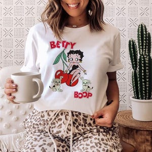 Betty Boop  Cherries and Puppies  Unisex T Shirt,  Betty Boop Youth And Toddler Shirt, Perfect Gift For Anniversaries and Birthdays