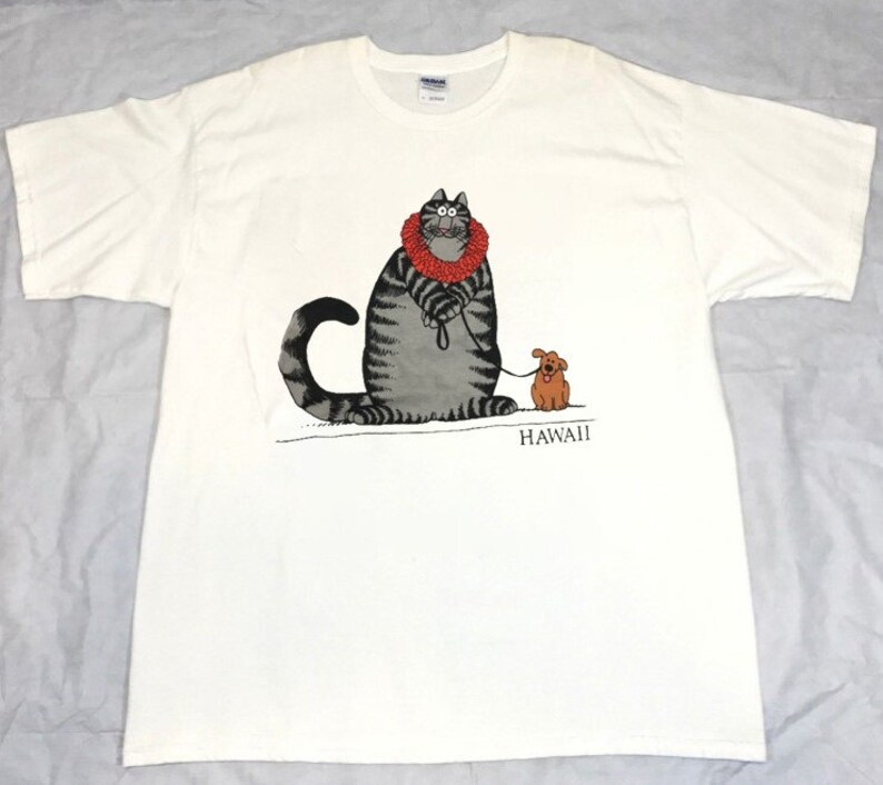 Vintage Style Hawaii Cat White T Shirt 