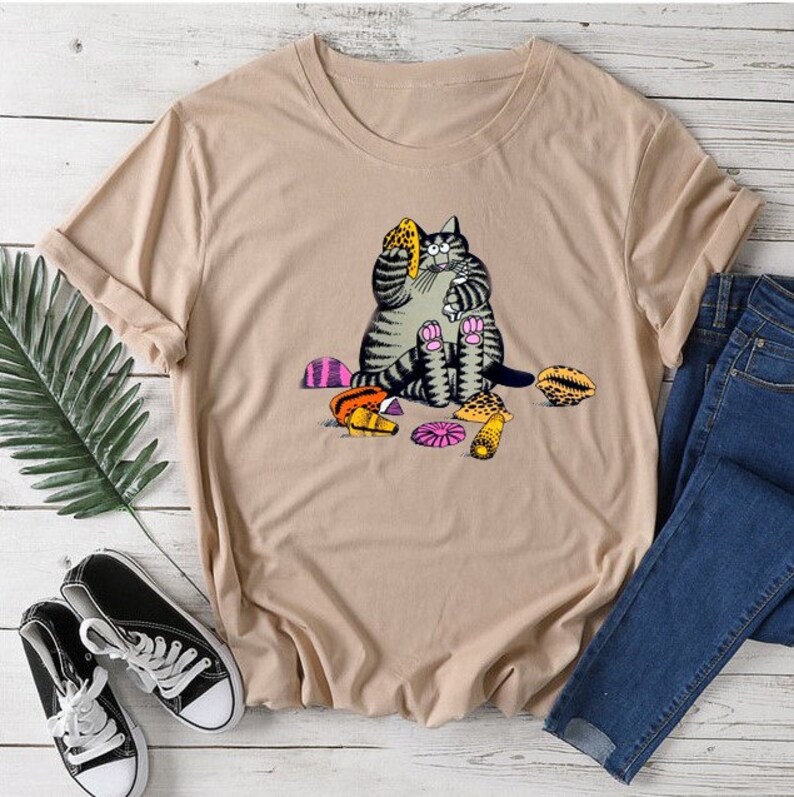 Beach Kliban Cat Sand T Shirt Gift 